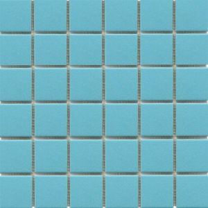 Фарфоровая мозаика 5х5 см, св.-голубая противоскользящая