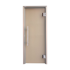 Дверь стеклянная — графит матированный, бронзовый профиль, 9х21 (880*2090)