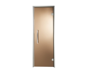 Дверь стеклянная — бронза, серебристый профиль, 8х21 (780*2090)